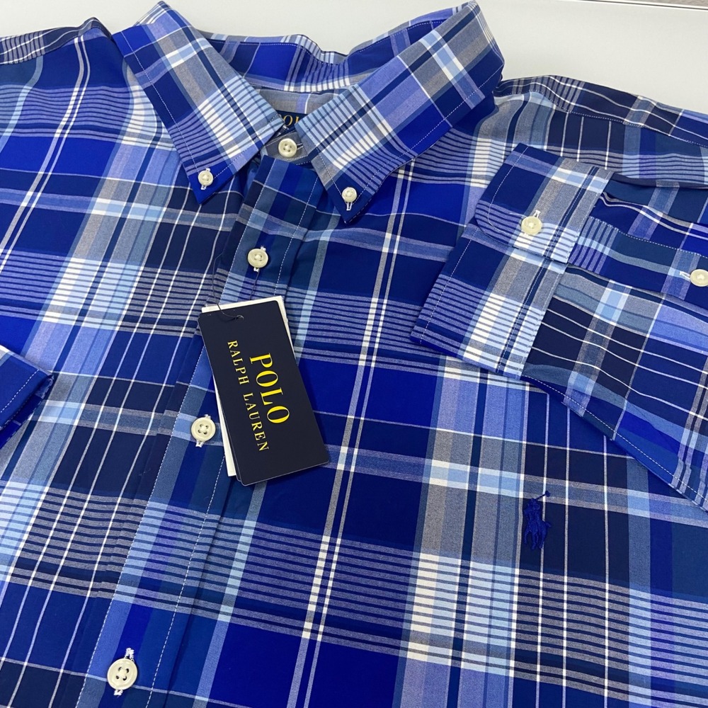 Polo Ralph Lauren Mens 4XB Plaid Poplin Oxford Shirt Big & Tall Classic Fit NEW